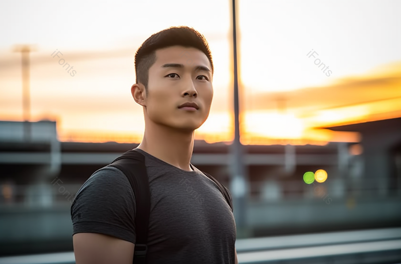 落日下年轻男子在户外健身,高清,摄影图,摄影图片,图片大全,摄影图免费下载
